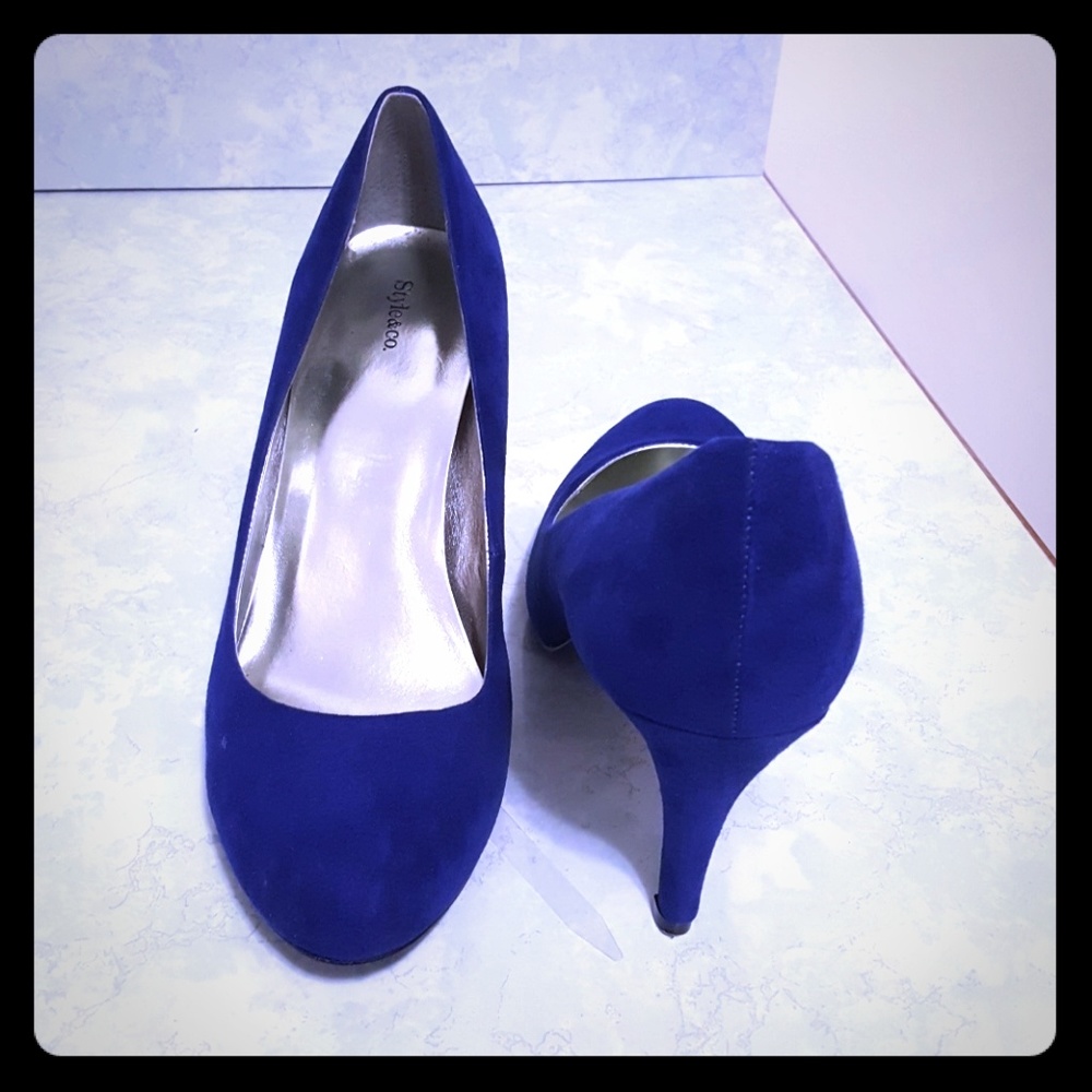 Bristol Blue Suede-Like Heels
